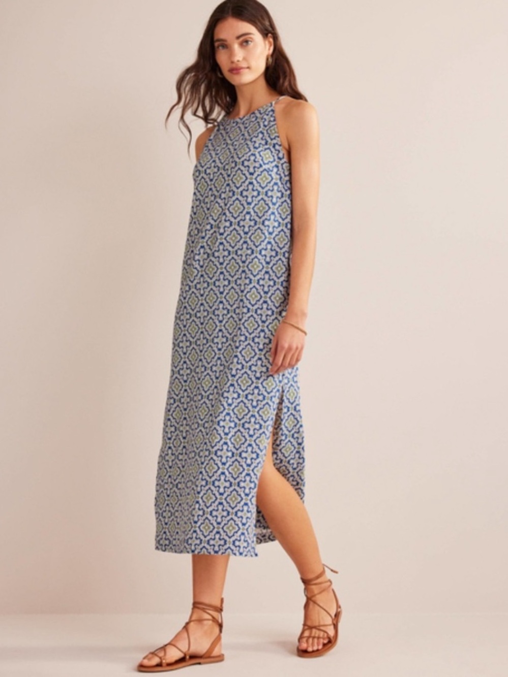 Boden Racer Neck Jersey Midi Dress Size 8